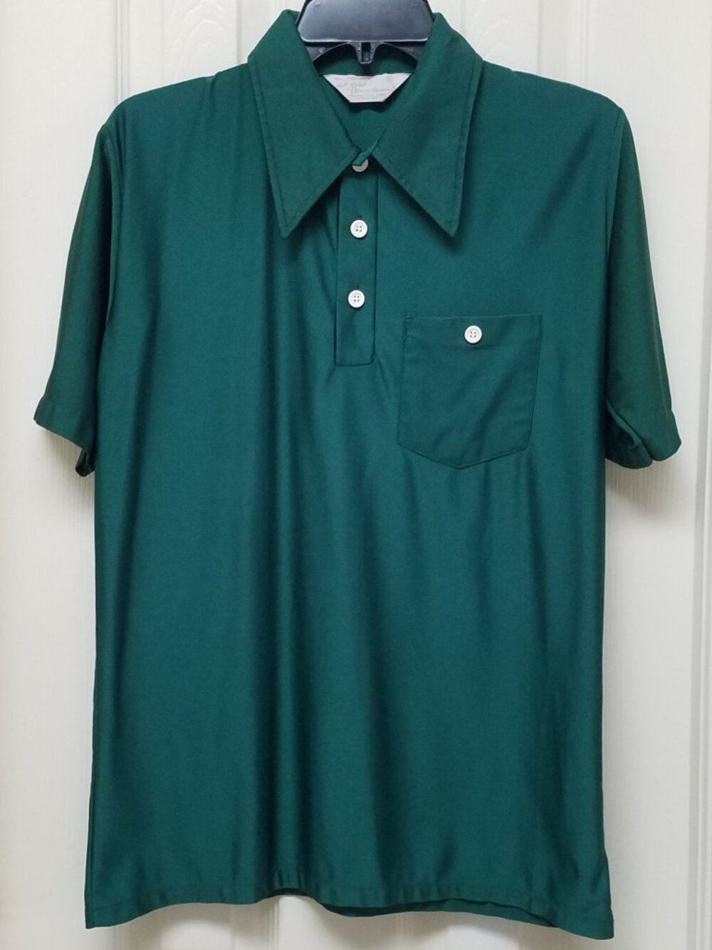 DAVID HOMSAN Mens Vintage Polo Shirt Short Sleeve Forest Green Size M